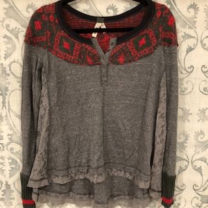 Free People Lace Detail Sweater